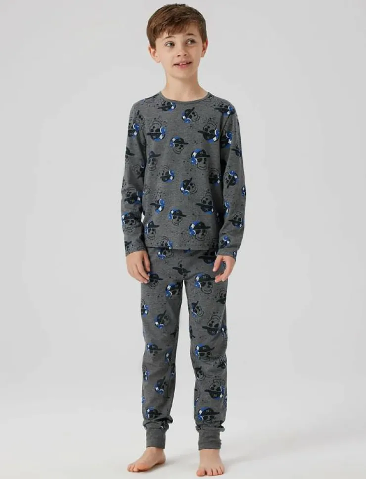 name it NKMNIGHTSET DARK GREY MEL SKULL NOOS - Set|Barn Sovplagg