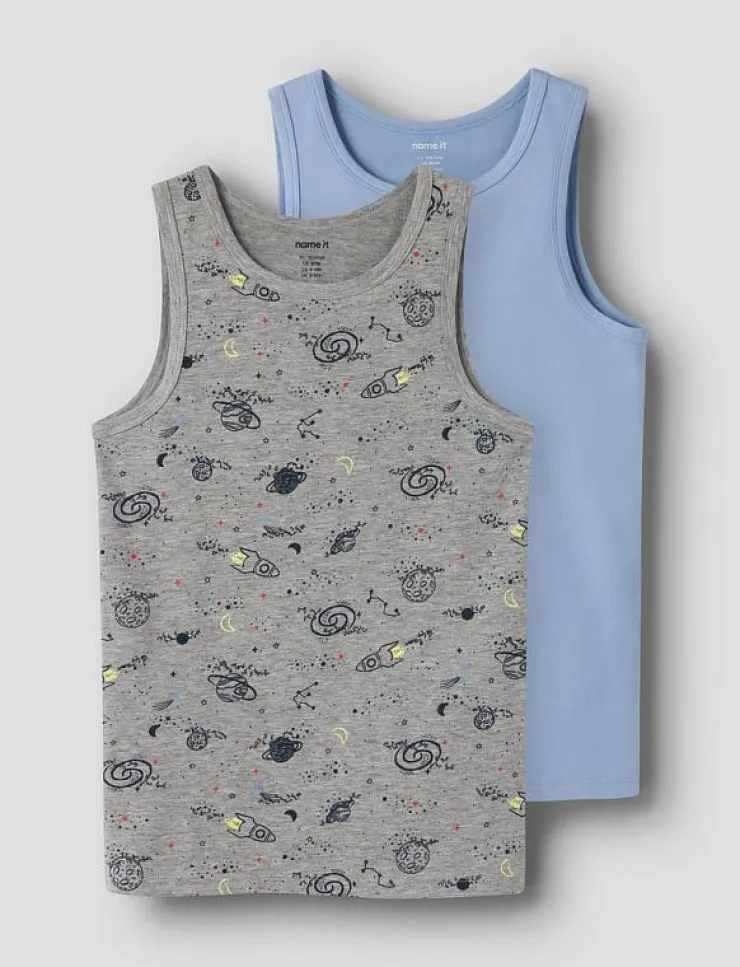 name it NKMTANK TOP 2P GREY SPACE NOOS - Överdelar|Barn Underkläder