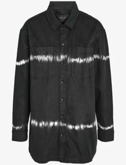 Kvinnor NOISY MAY Jackor & Kappor|NMALVA L/S TIE DIE DENIM SHACKET VI490BL - Jeansjackor