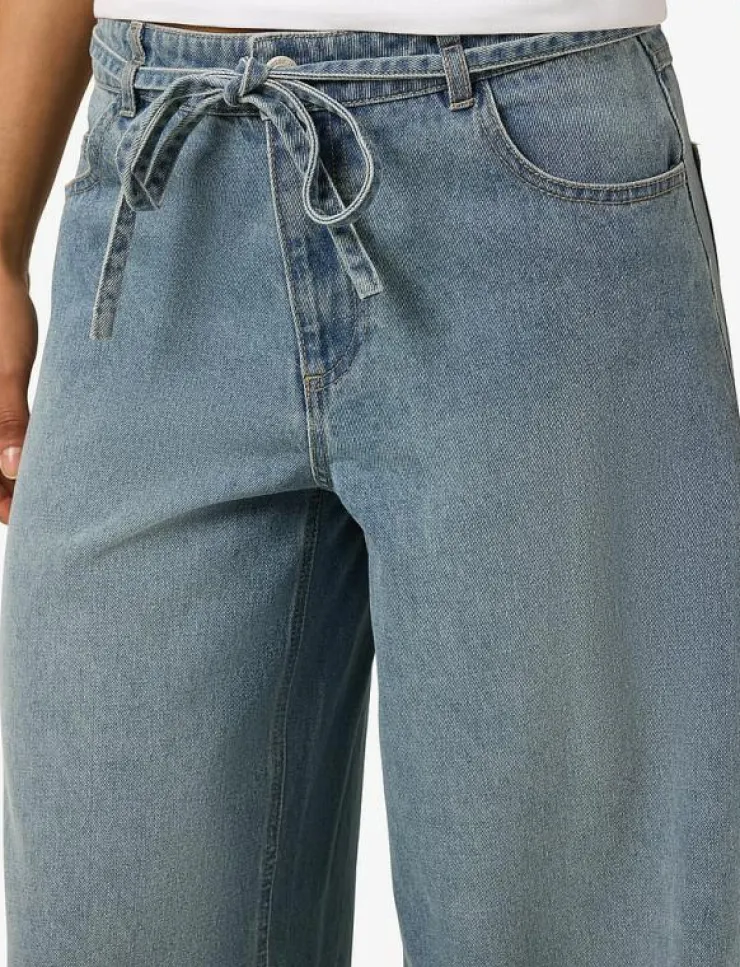Kvinnor NOISY MAY Kläder|Denimkläder|NMMAISY NW BELT LOOSE JEANS BS031LB - Vida byxor