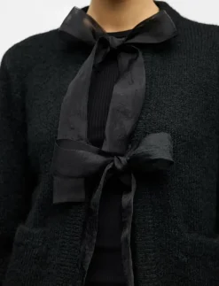 Kvinnor Object Stickat|OBJSAGGIA L/S LO KNIT BOW CARDIGAN DIV - Koftor