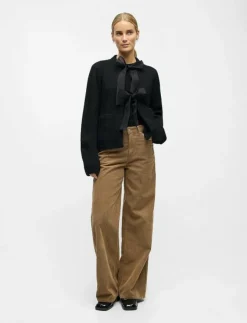 Kvinnor Object Stickat|OBJSAGGIA L/S LO KNIT BOW CARDIGAN DIV - Koftor
