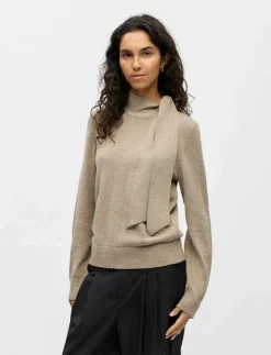 Kvinnor Object Kläder|OBJTHESS L/S RE BOW KNIT PULLOVER NOOS - Stickat