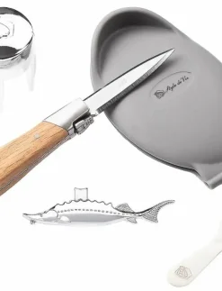 Laguiole Style de Vie Oisterknif luxury Laguiole Oak SET - Skaldjursbestick| Bestick