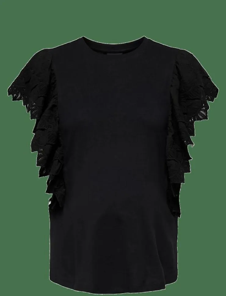 Kvinnor Only Maternity Mammakläder|T-Shirts & Toppar|OLMBETTY LIFE S/S FRILL TOP JRS - Linnen