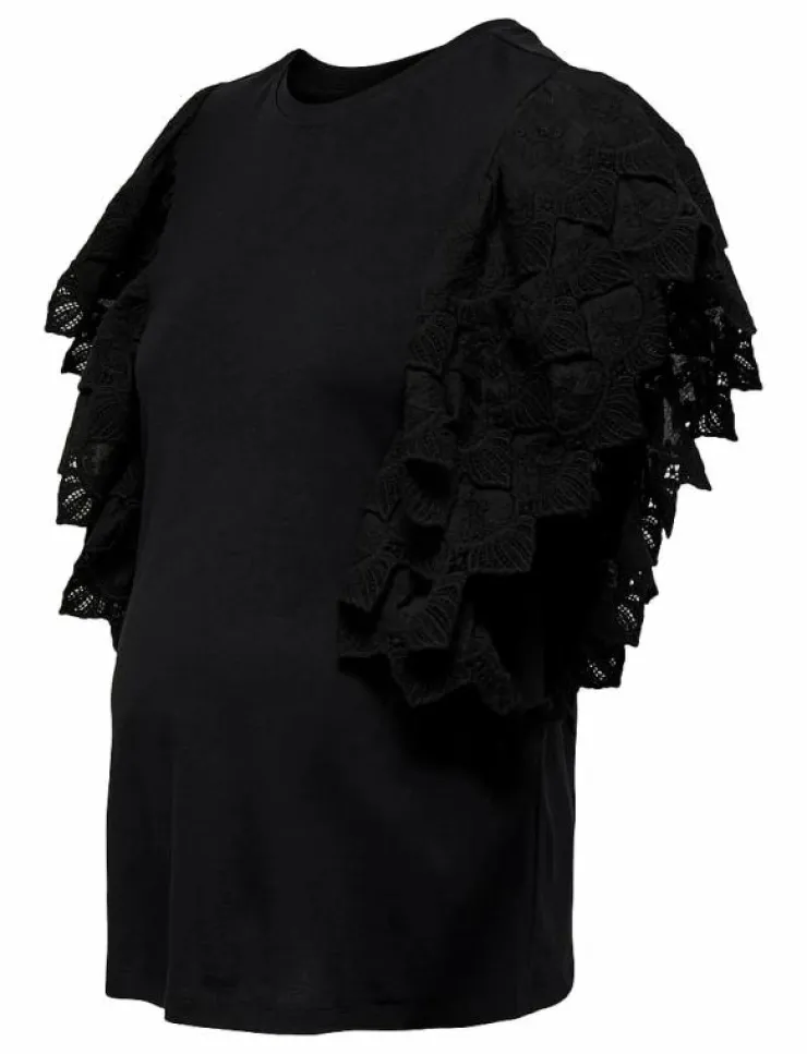 Kvinnor Only Maternity Mammakläder|T-Shirts & Toppar|OLMBETTY LIFE S/S FRILL TOP JRS - Linnen