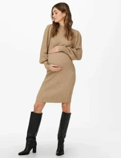 Kvinnor Only Maternity Mammakläder|OLMKATIA L/S DRESS KNT NOOS - Stickade klänningar