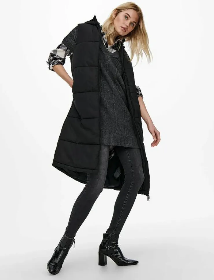 Kvinnor ONLY Västar|ONLALINA LONG WAISTCOAT OTW NOOS - Vadderade västar