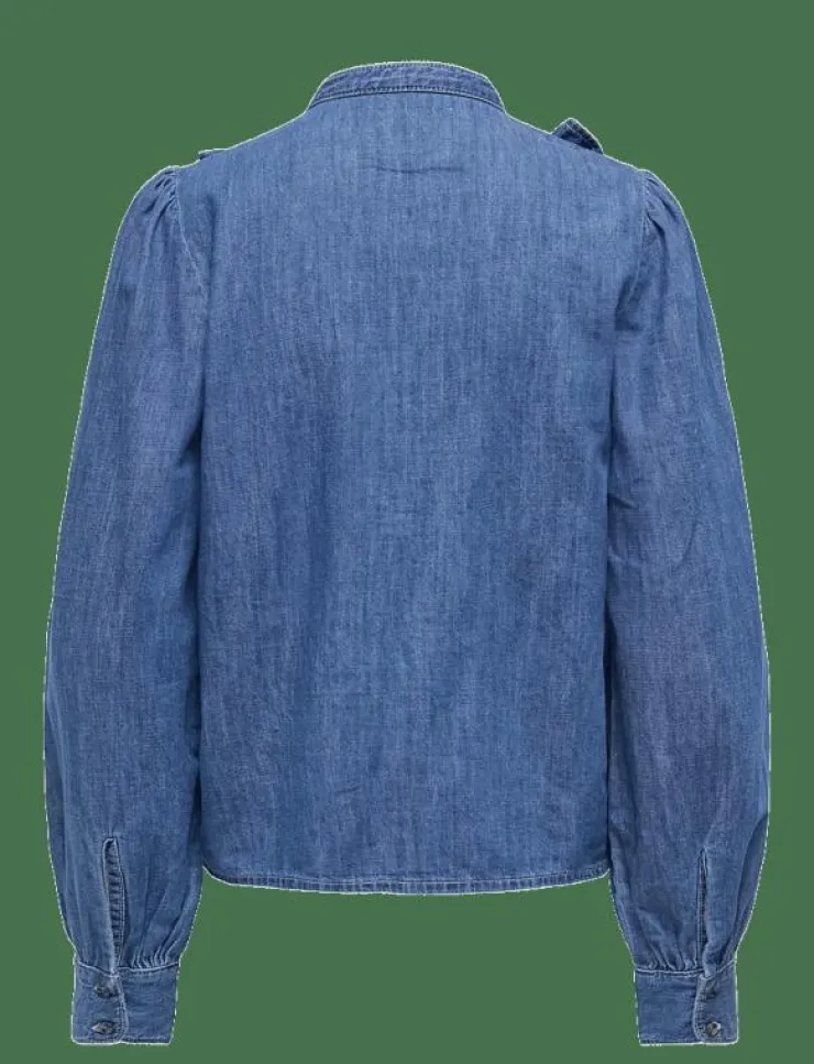 ONLY ONLDASHA-SEVIGNY L/S FRILL SHIRT DNM AKM - Jeansskjortor|Kvinnor Denimkläder