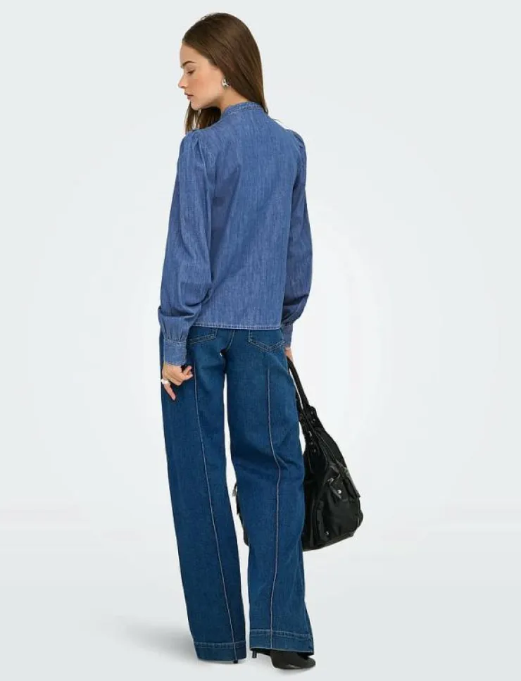ONLY ONLDASHA-SEVIGNY L/S FRILL SHIRT DNM AKM - Jeansskjortor|Kvinnor Denimkläder