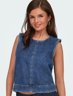 ONLY ONLDORSI S/L TOP DNM SIK - Jeansvästar|Kvinnor Västar