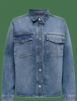 Kvinnor ONLY Blusar & Skjortor|ONLELLA L/S POCKET SHIRT TAI519 DNM NOOS - Jeansskjortor