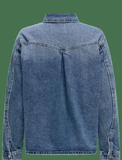 Kvinnor ONLY Blusar & Skjortor|ONLELLA L/S POCKET SHIRT TAI519 DNM NOOS - Jeansskjortor