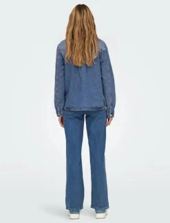 Kvinnor ONLY Blusar & Skjortor|ONLELLA L/S POCKET SHIRT TAI519 DNM NOOS - Jeansskjortor