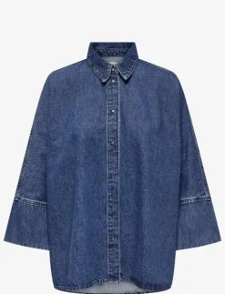 Kvinnor ONLY Denimkläder|Blusar & Skjortor|ONLGRACE 3/4 DNM SHIRT CRO NOOS - Jeansskjortor
