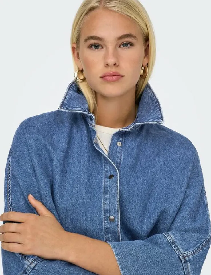 Kvinnor ONLY Denimkläder|Blusar & Skjortor|ONLGRACE 3/4 DNM SHIRT CRO NOOS - Jeansskjortor