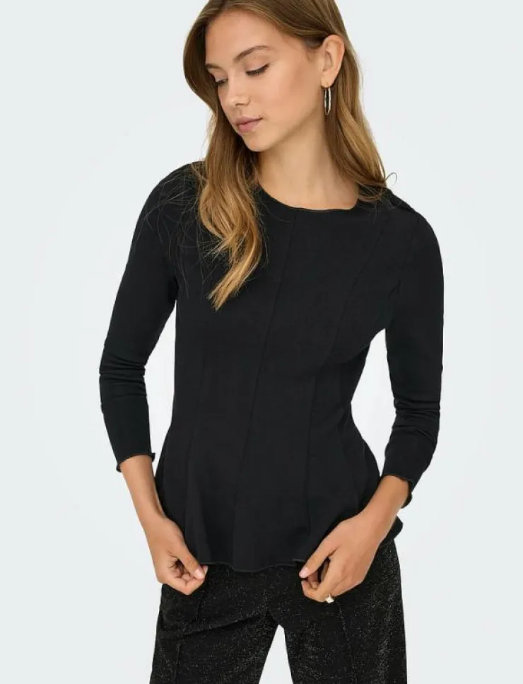 Kvinnor ONLY T-Shirts & Toppar|ONLKENYA L/S PEPLUM TOP JRS - Långärmade toppar