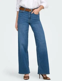 Kvinnor ONLY Plus Size & Curvy|Denimkläder|ONLMADISON BLUSH HW WIDE DNM DOT372 NOOS - Vida byxor