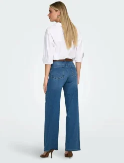 Kvinnor ONLY Plus Size & Curvy|Denimkläder|ONLMADISON BLUSH HW WIDE DNM DOT372 NOOS - Vida byxor