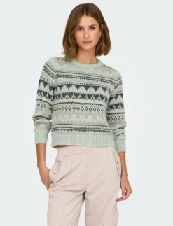 Kvinnor ONLY Stickat|ONLMONTANA L/S LIFE O-NECK CC KNT - Stickat