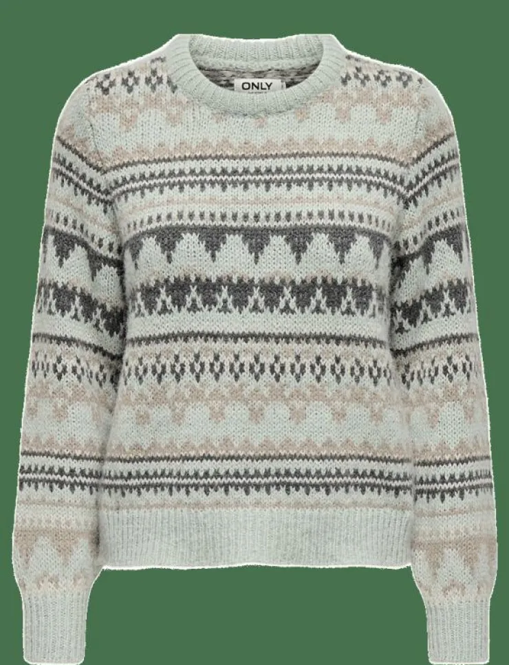 Kvinnor ONLY Stickat|ONLMONTANA L/S LIFE O-NECK CC KNT - Stickat