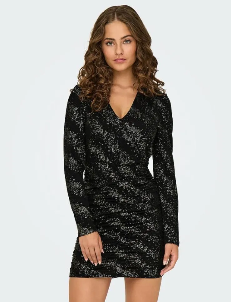 Kvinnor ONLY Klänningar|ONLNEW PELLA L/S WRAP FOIL DRESS JRS - Korta klänningar