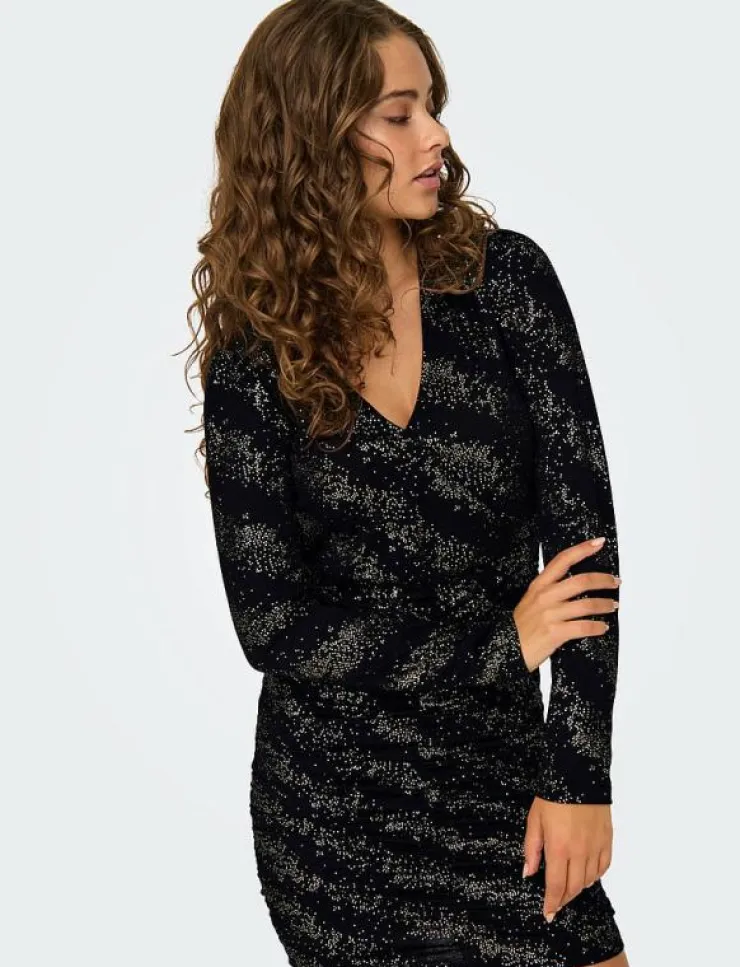 Kvinnor ONLY Klänningar|ONLNEW PELLA L/S WRAP FOIL DRESS JRS - Korta klänningar