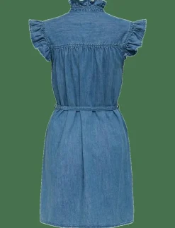 ONLY ONLSHANIA S/L FRILL DNM DRESS AKM - Korta klänningar|Kvinnor Denimkläder