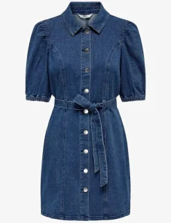 Kvinnor ONLY Denimkläder|Klänningar|ONLVIBBE SS BELT DNM DRESS NOOS - Korta klänningar