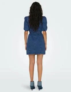 Kvinnor ONLY Denimkläder|Klänningar|ONLVIBBE SS BELT DNM DRESS NOOS - Korta klänningar