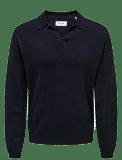 ONLY & SONS Pikéer|ONSADRIAN REG 12 LS CONTRAST POLO KNIT - Långärmade pikéer