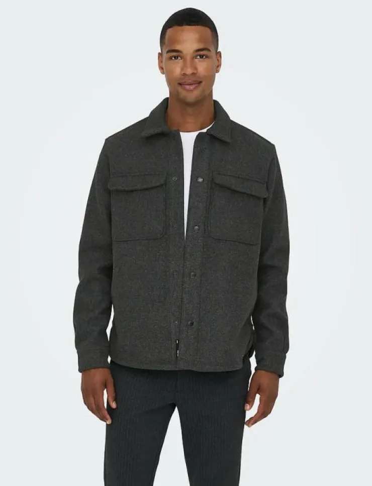 ONLY & SONS ONSASH OVR WOOLEN LOOK PKT LS SHIRT NOOS - Ulljackor| Overshirts|Jackor & Rockar