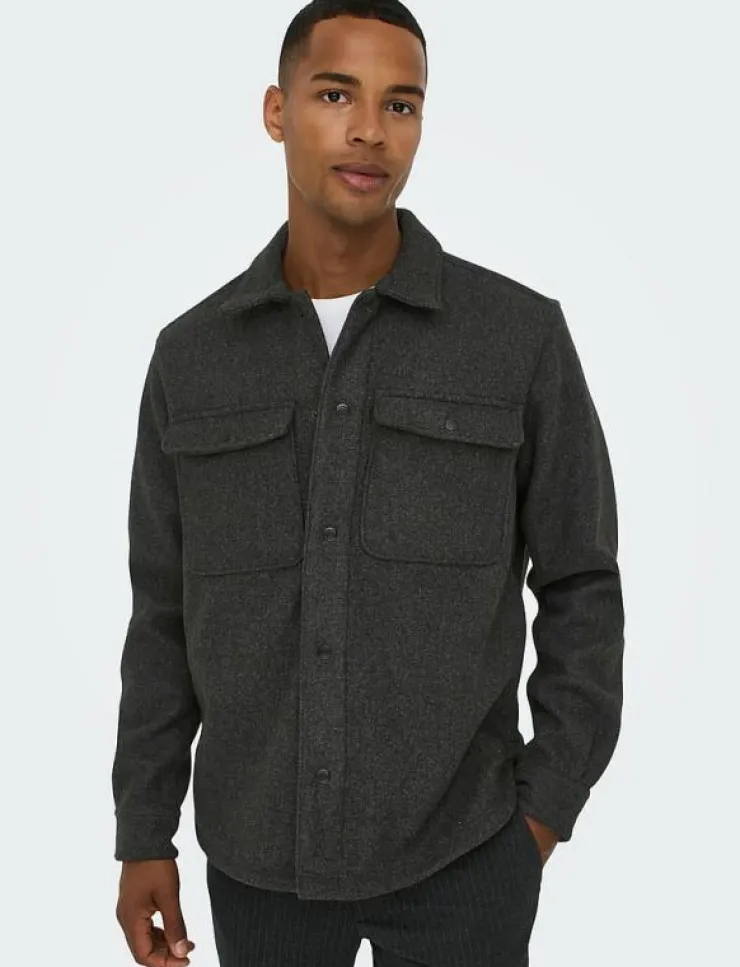 ONLY & SONS ONSASH OVR WOOLEN LOOK PKT LS SHIRT NOOS - Ulljackor| Overshirts|Jackor & Rockar