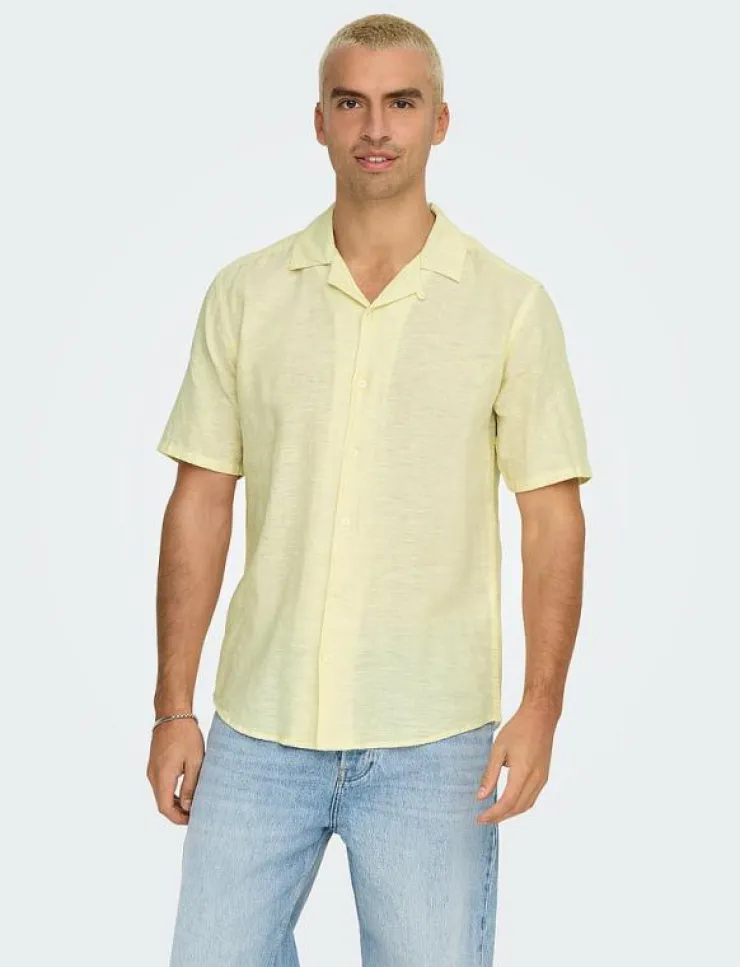 ONLY & SONS Skjortor|ONSCAIDEN SS SOLID RESORT LINEN NOOS - Linneskjortor