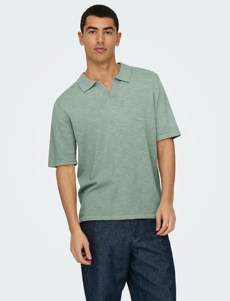 ONLY & SONS Pikéer|ONSGEORGE REG 12 LINEN SS POLO KNIT - Kortärmade pikéer