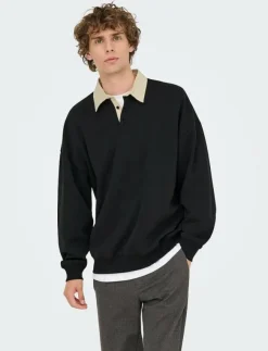 ONLY & SONS Pikéer|ONSJEFFREY VTG LS RUGBY SOLID POLO - Långärmade pikéer