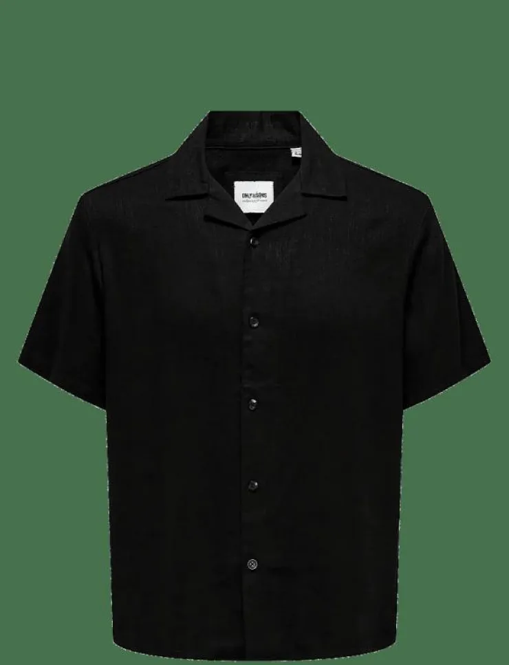 ONLY & SONS Skjortor|ONSKARI RESORT SS SHIRT VISC LIN 0075 CS - Linneskjortor