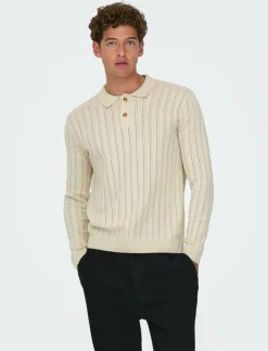 ONLY & SONS Stickat|ONSKENT LIFE REG 12 LS POLO KNIT - Stickade pikéer