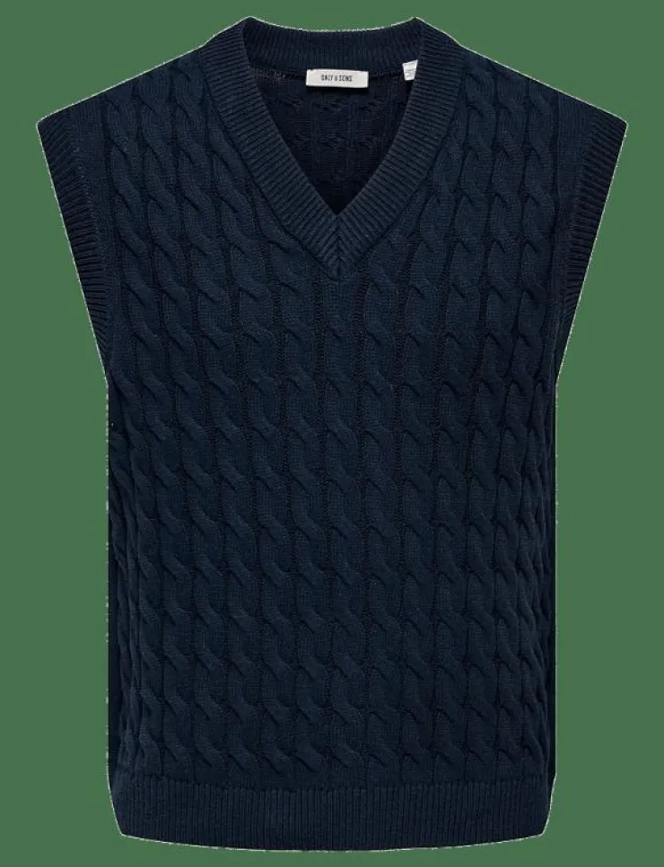 ONLY & SONS Stickat|ONSKICKER LIFE RLX 3 CABLE VEST KNIT - Stickade västar