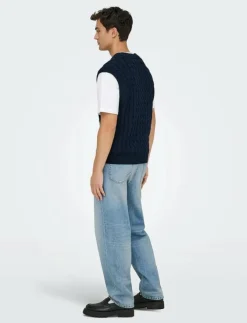 ONLY & SONS Stickat|ONSKICKER LIFE RLX 3 CABLE VEST KNIT - Stickade västar