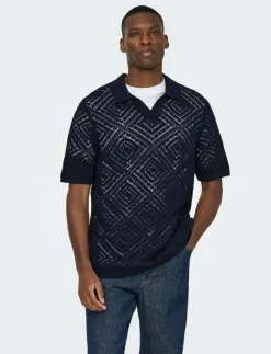 ONLY & SONS ONSKOLMAR LIFE REG 5 SS RESORT KNIT - Kortärmade pikéer| Pikéer