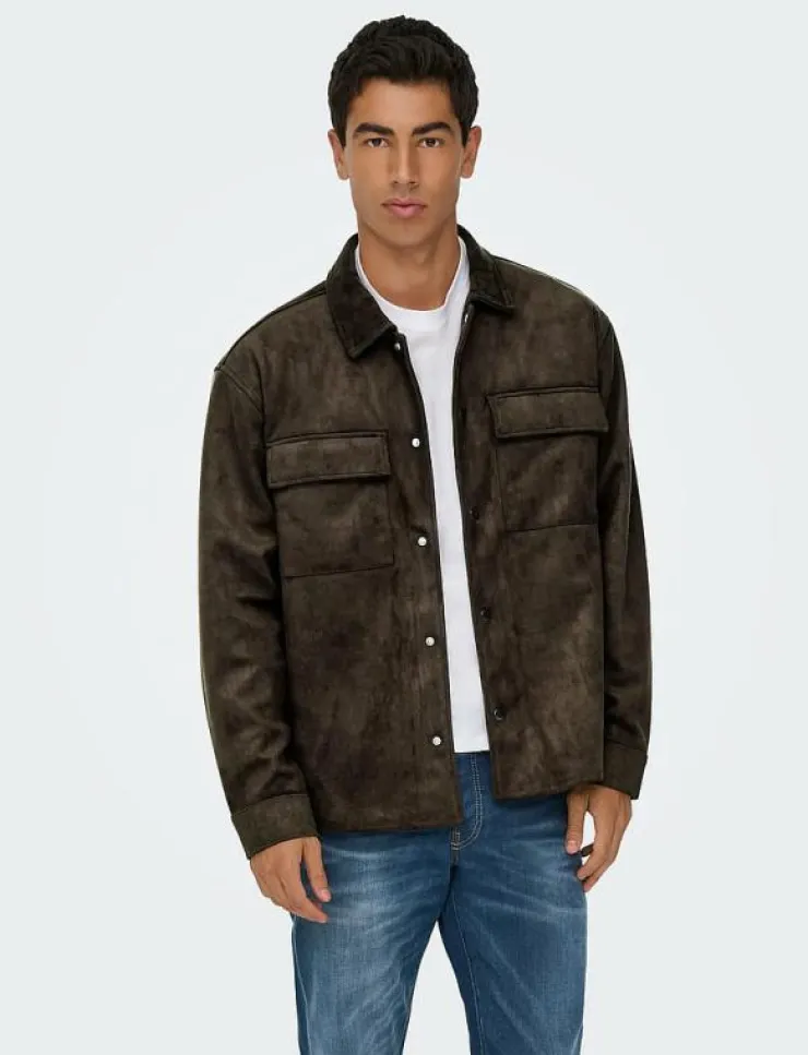 ONLY & SONS Overshirts|ONSRAVI FAKE SUEDE SHACKET OTW - Skinnjackor