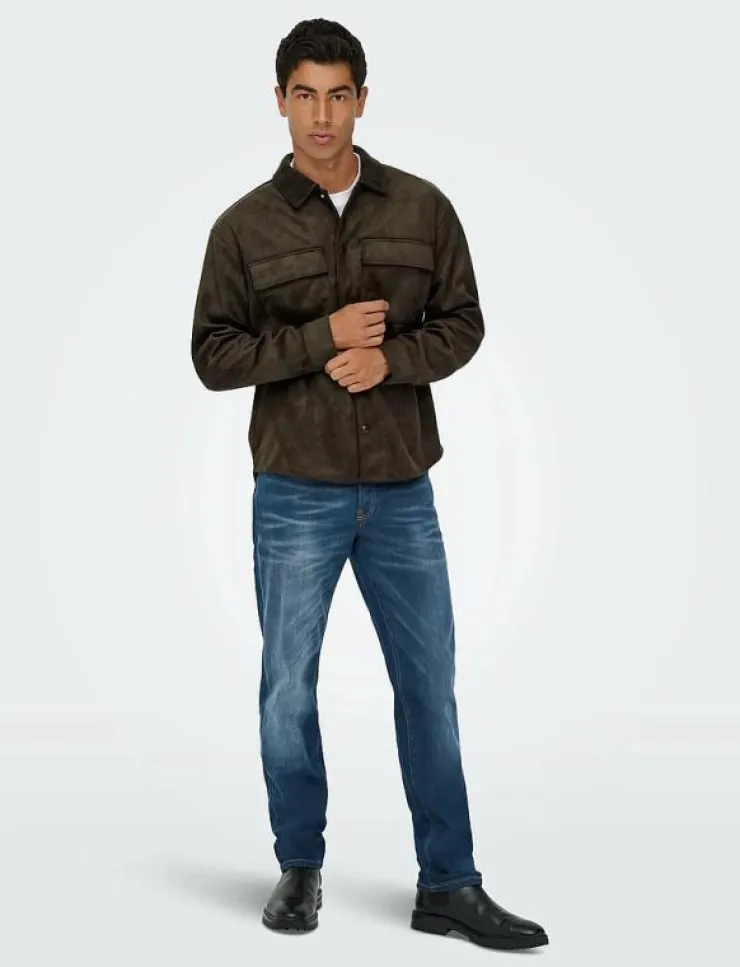 ONLY & SONS Overshirts|ONSRAVI FAKE SUEDE SHACKET OTW - Skinnjackor