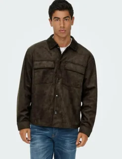 ONLY & SONS Overshirts|ONSRAVI FAKE SUEDE SHACKET OTW - Skinnjackor