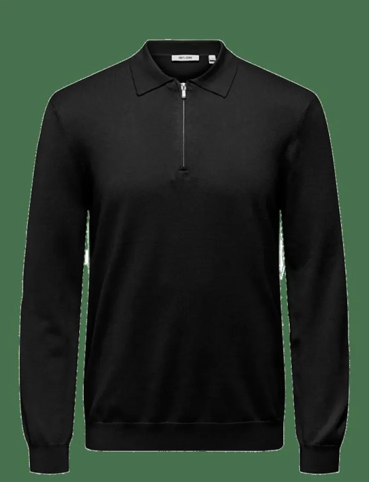 ONLY & SONS ONSWYLER LIFE REG 14 HALF ZIP POLO KNIT - Stickade pikéer| Stickat