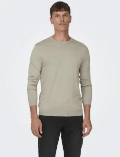 ONLY & SONS Kläder|ONSWYLER LIFE REG 14 LS CREW KNIT NOOS - Rundhalsad