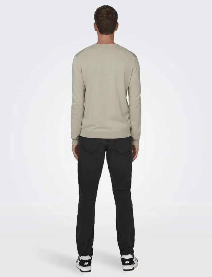 ONLY & SONS Kläder|ONSWYLER LIFE REG 14 LS CREW KNIT NOOS - Rundhalsad