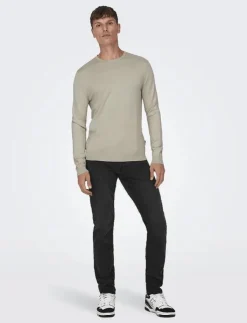 ONLY & SONS Kläder|ONSWYLER LIFE REG 14 LS CREW KNIT NOOS - Rundhalsad