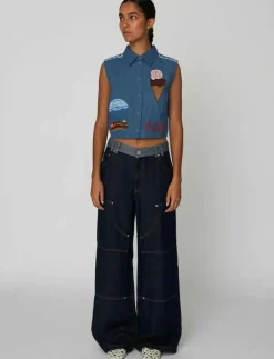 Stella Nova Out Of Office Embroidered Top - Jeansvästar|Kvinnor Denimkläder|Västar