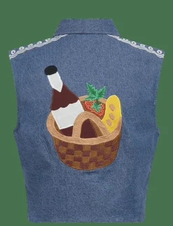 Stella Nova Out Of Office Embroidered Top - Jeansvästar|Kvinnor Denimkläder|Västar